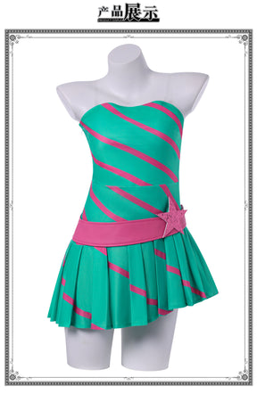 Winx Club Stella Cosplay Costume Anime Magical Fairy Party Green Dress Props Halloween Roleplay Outfit Costume Woman Disguise