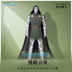 Doctor Doom Cosplay Costume Vest Jumpsuit cloak Mask Helmet Outfit Full set and Individual items Are Sold Halloween Suit Custom