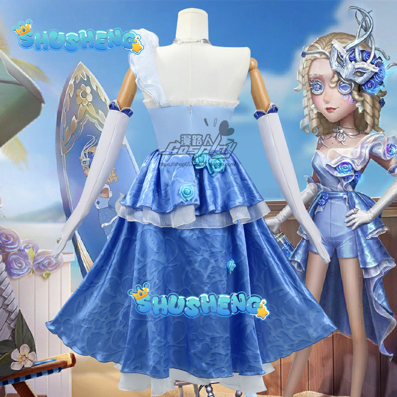 Bartender Cosplay Identity V Demi Bourbon Costume the Rose Wonderful blue one-piece Fashion Female Dress