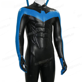 Shusheng-R Nightwing Dick Grayson Cosplay Costume 3D Jumpsuit Catsuit Zentai Man Halloween Party Bodysuit Shoes