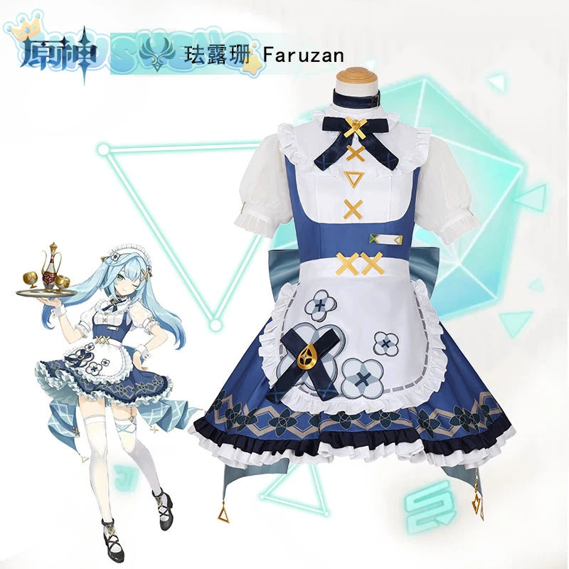 Game Genshin Impact Faruzan Cosplay New Sweet Maid Dress Party Carnival Lolita Uniform Large bow tie Accessory girl Faruzan Set