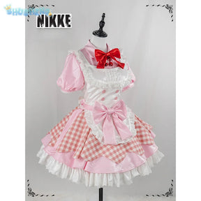 Goddess of Victory: Nikke Kloster Cosplay Kurōsutā Costume Women Pink Halloween Party Lolita Sweet Dress Tie Socks Props Uniform
