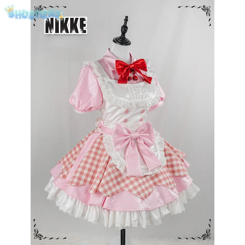Goddess of Victory: Nikke Kloster Cosplay Kurōsutā Costume Women Pink Halloween Party Lolita Sweet Dress Tie Socks Props Uniform