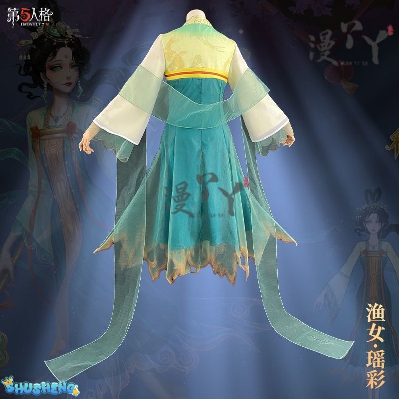 Identity Ⅴ Cosplay Grace Naiad Yao Cai Costume Halloween Carnival Chinese Style Gorgeous Hanfu Dress Props and Accessories Set