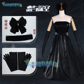 Love and Deepspace Heroines Cosplay Costume Black Dress Rongbai Lamp Uniform Halloween Party Women Men Props Shusheng