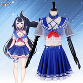 Anime Virtual YouTuber Shylily Lily Cosplay Costume Summer Day Swimwear Bikini Woman Sexy Kawaii Sand Party Sailor Suit