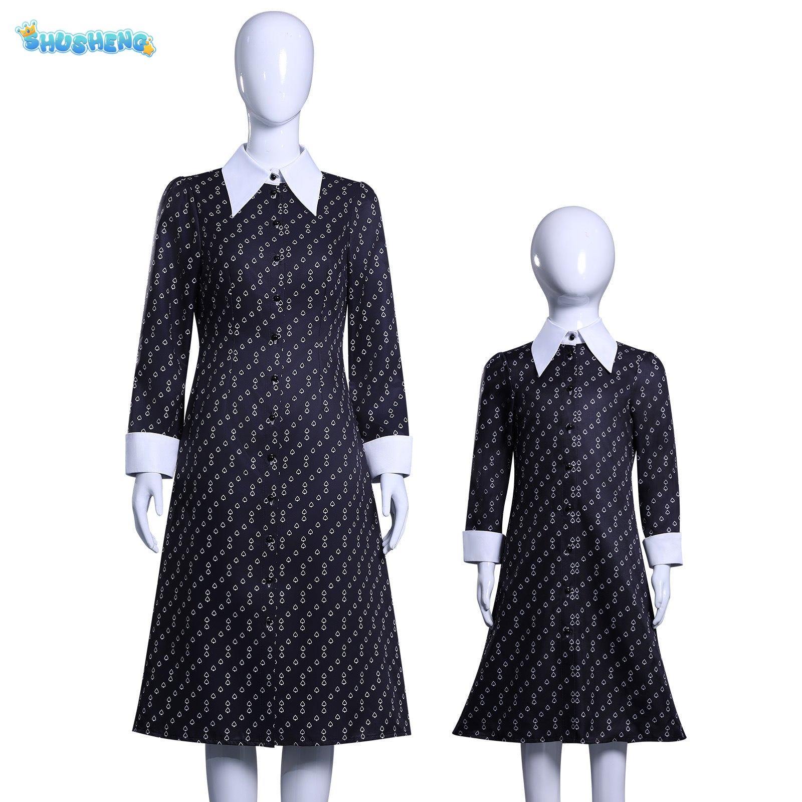 Wednesday Addams Halloween Costume Gothic Costume Wednesday Dress Black Dress White Collar Girls Halloween Costume Dusk Dress