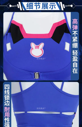D.Va Overwatch OW Cosplay Costume Halloween party casual tight yoga suit top pants jacket set men women sports D.Va uniform
