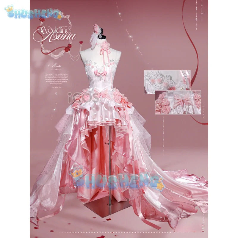 Sword Art Online Yuuki Asuna Cosplay Costume Rose Wedding Dress Uniform Halloween Carnival Party Christmas Play Role Clothing