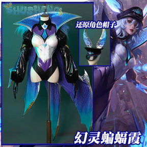 Game LOL battle bat Xayah cosplay costume uniform coat cloak hat gloves women Halloween party Carnival role play outfits