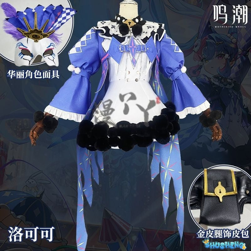 Game Wuthering Waves ROCCIA Cosplay Costume ROCCIA Wig Two Tail Women Girl Halloween Performance Stage Roleplay Uniform