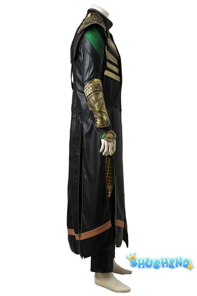 Film Thor：The Dark World Cosplay Loki Odison  Full set of handsome black armor men's uniform