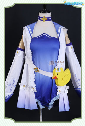 Genshin Impact Barbara Cosplay Costume Women Cute Swimsuit Coat Halloween Carnival Uniforms Full Set with Bag Hat Custom Made
