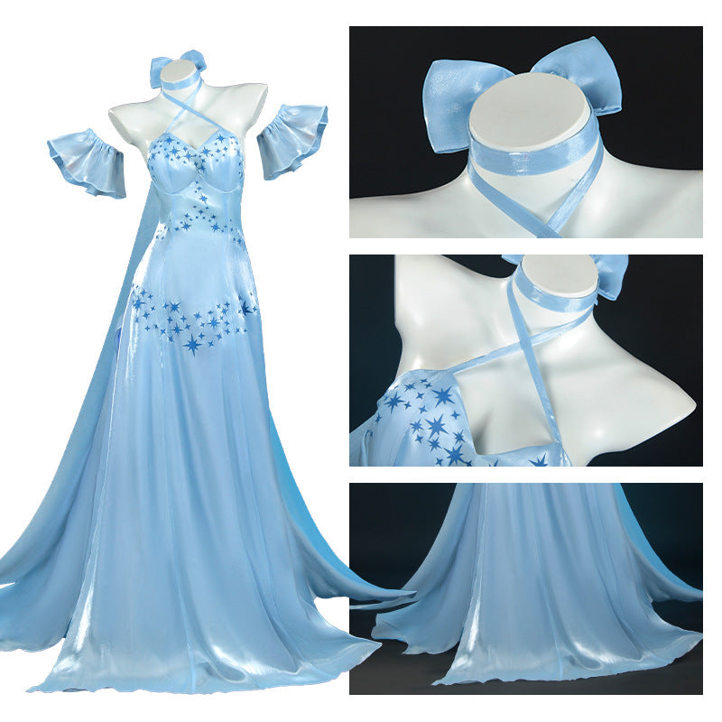 Shusheng-N Re:ZERO - Starting Life in Another World Emilia Cosplay Costume Crystal Dress Halloween Party Role Play Outfit Women