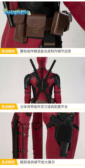 Deadpool Costume Cosplay Kids Adult Suit Anime Superhero Halloween Death Waiter Spandex Adult Service Leotard Accessories Belt