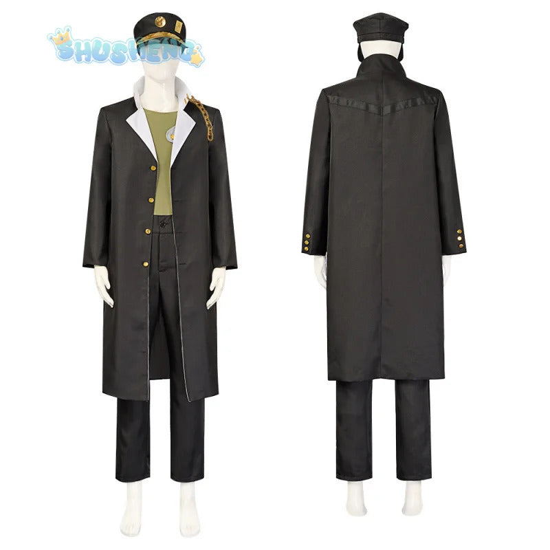 Anime JoJo's Bizarre Adventure Kujo Jotaro Cosplay Costume Hat vest coat belt Halloween carnival Woman man full set uniform