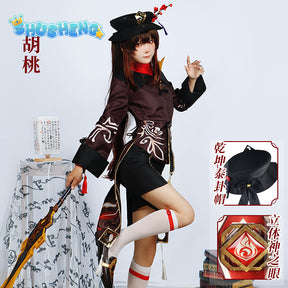 Game Genshin Impact Hutao Cosplay Costume Uniform Wig Cosplay Anime Game Hu Tao Chinese Style Halloween Costumes For Women Anime