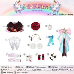 Shusheng-N Honkai Star Rail Hyacine Cosplay Costume Dress Hat Uniform Amphoreus Carnival Halloween Party for Women Girls Props