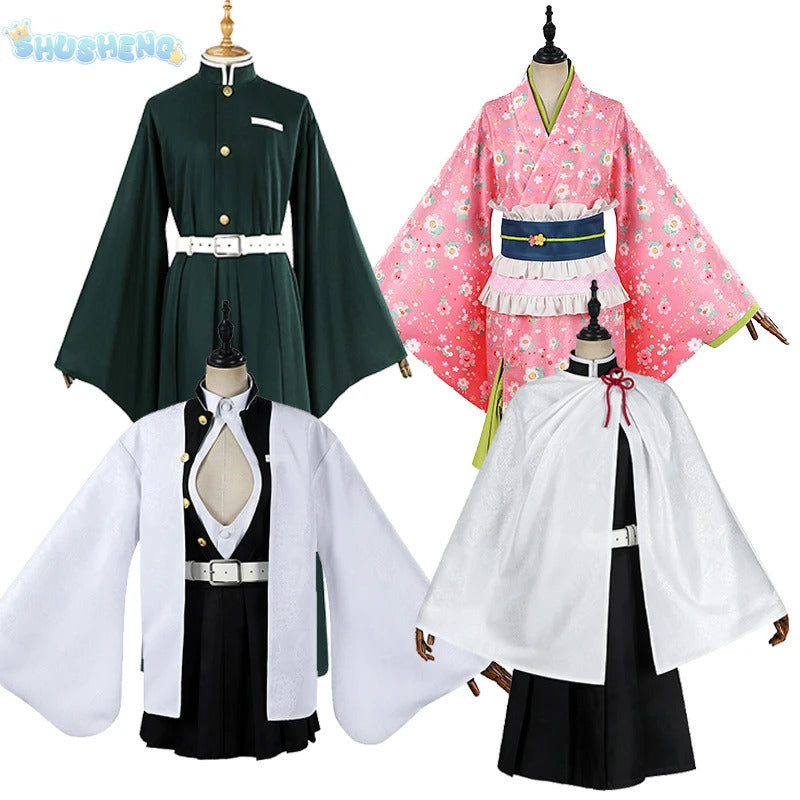 Anime Demon Slayer Kochou Kanae Tokitou Muichirou Kanroji Mitsuri Cosplay Costume Halloween Carnival man Woman Full Set uniform