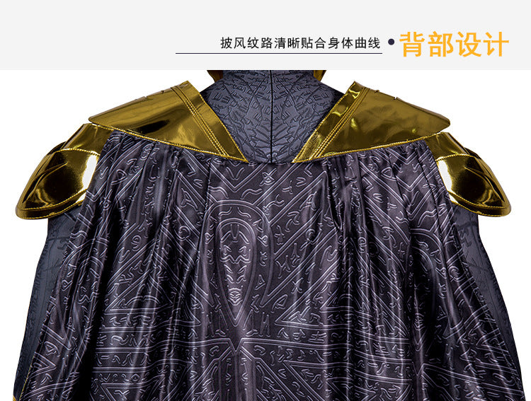 Halloween Doctor Fate Cosplay Costume Hero Jumpsuit With Helmet Cape Movie Black Teth Adam Cosplay Men Suit Custom Made