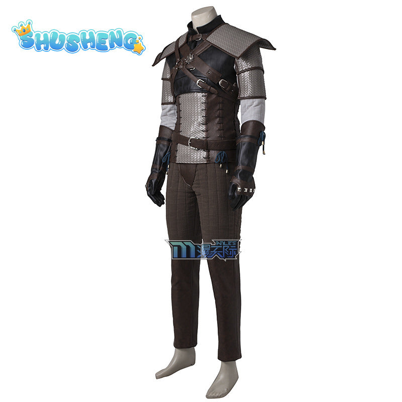 Game Witcher 3 Cosplay Costume Wild Hunt Geralt of Rivia Adult Man Hero Suit Leather Jacket Coat Halloween