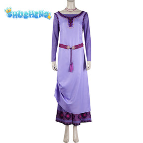 Movie Wish Asha Wish Magnifico Cosplay Costume Asha Disguise Princess Purple Dress Halloween Christmas for Women