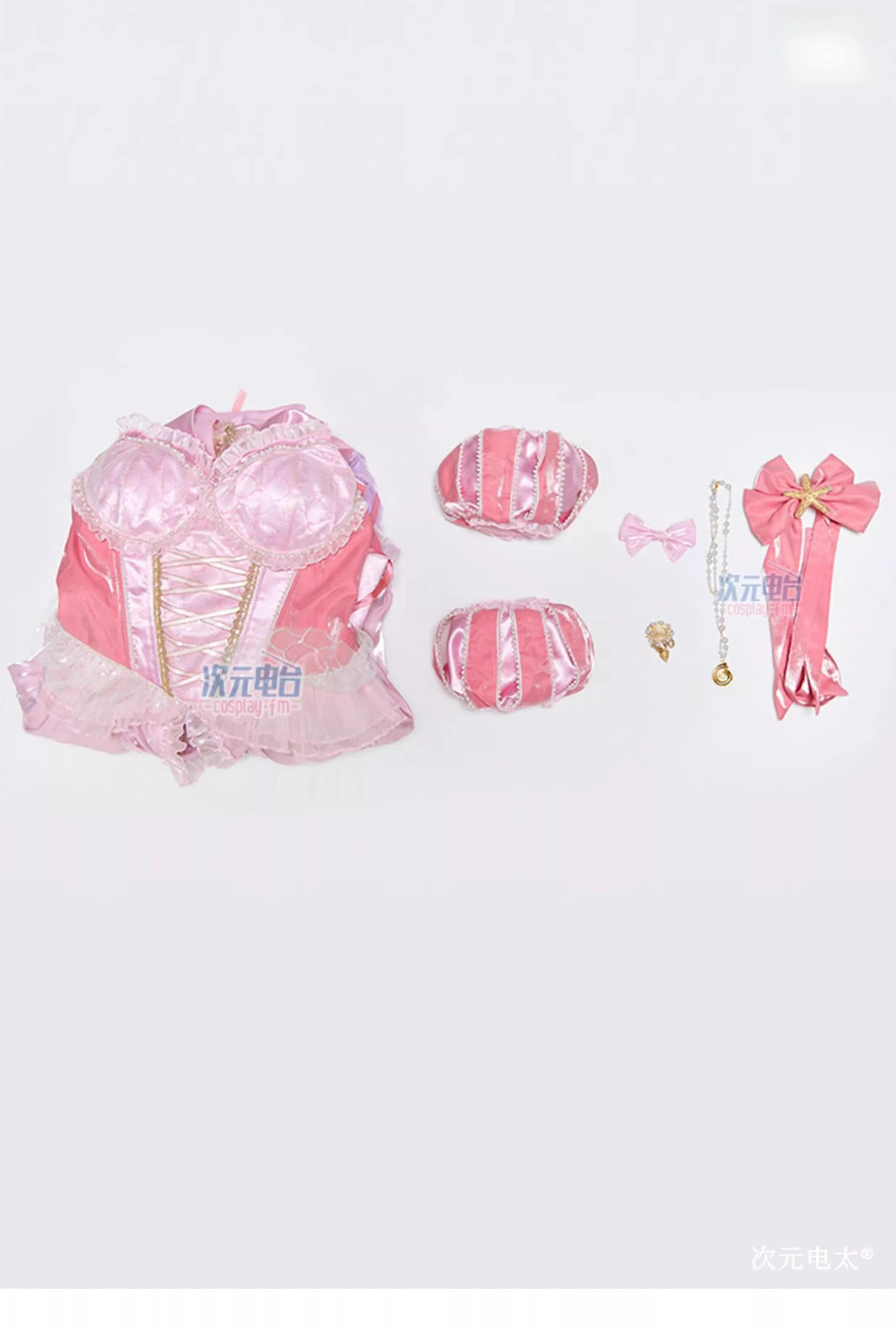 Shusheng-R Anime The Mermaid Princess Gorgeous Pink Lolita  Dress Cosplay Costume S-L