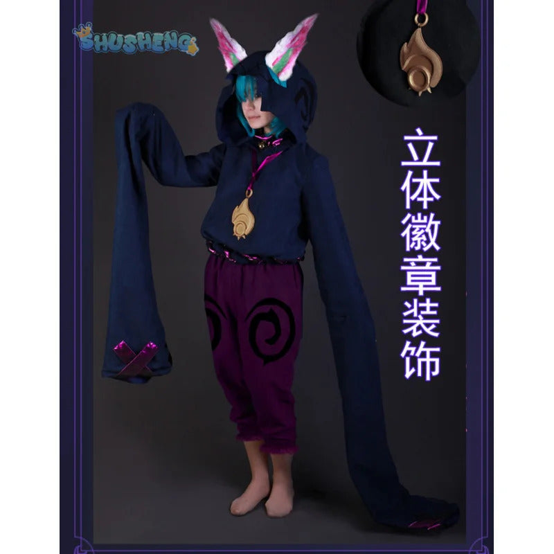Game Lol Vex Dawnbringer Cosplay Costume Ears hats wigs accessories Halloween party cute man woman set