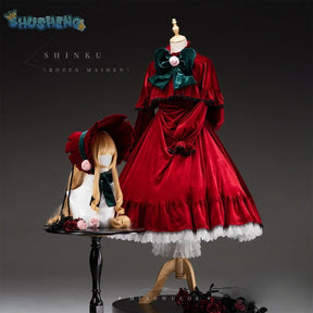 Rozen Maiden Shinku Cosplay Pure Rubin Costume Cloak accessories Props Halloween carnival gorgeous red oversized dress set