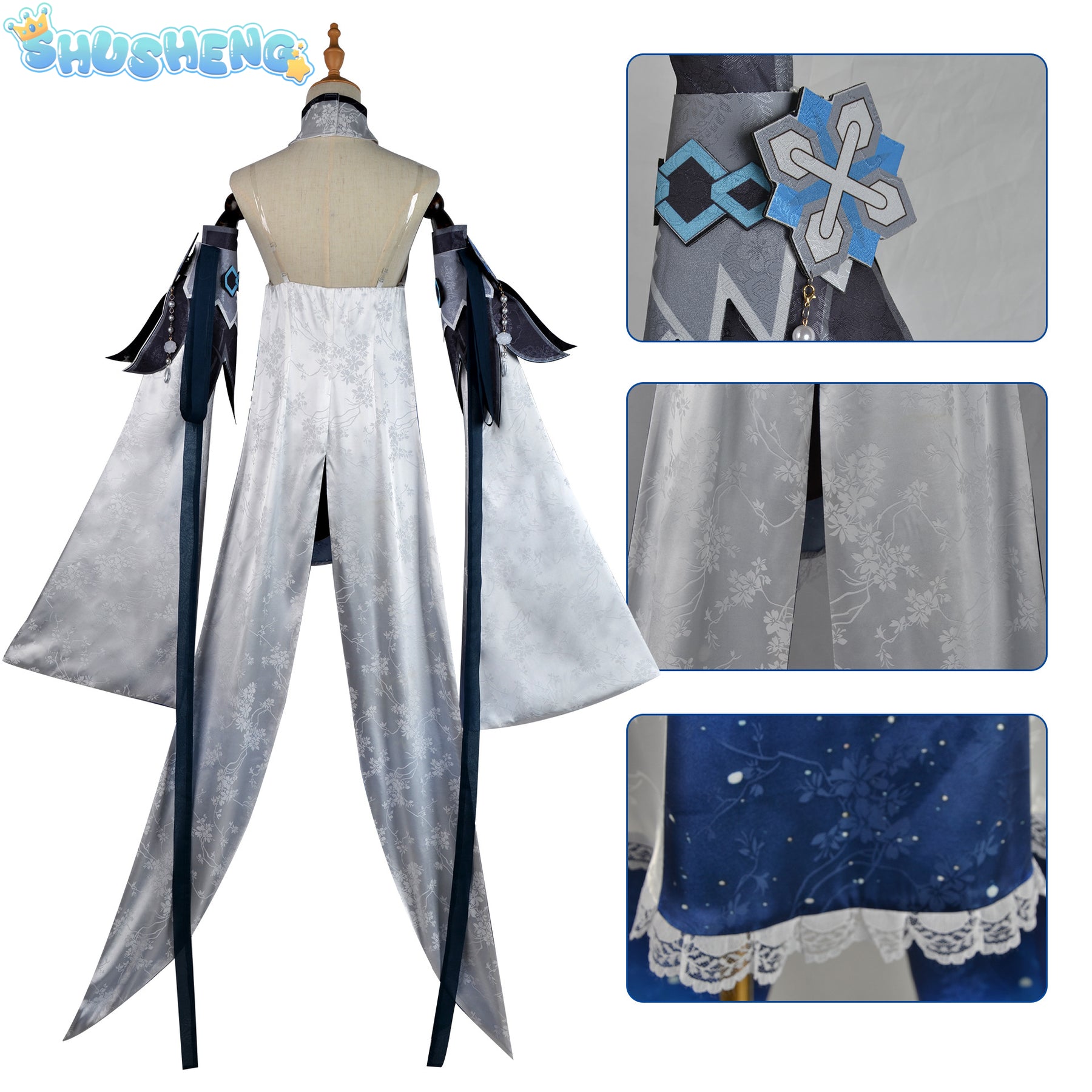 Game Genshin Impact Haagentus Cosplay Costume Beautiful Dress Rompers Scarf Sleevelet Socks Wig Belt