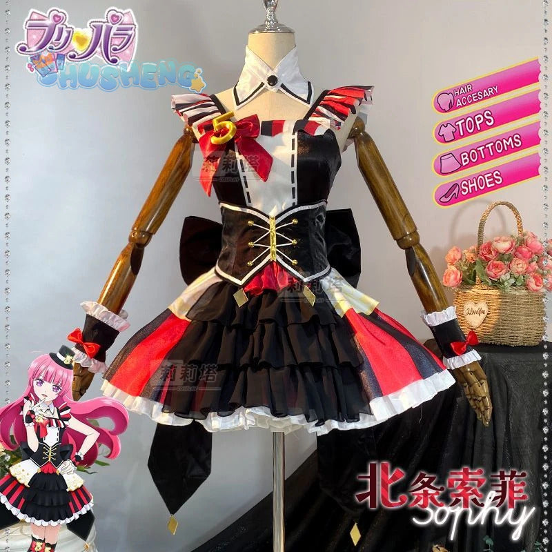 Hojo Sophy Cosplay Anime Pripara Pretty Rhythm Costume Hat gloves socks accessories cute Lolita dress Halloween party uniform