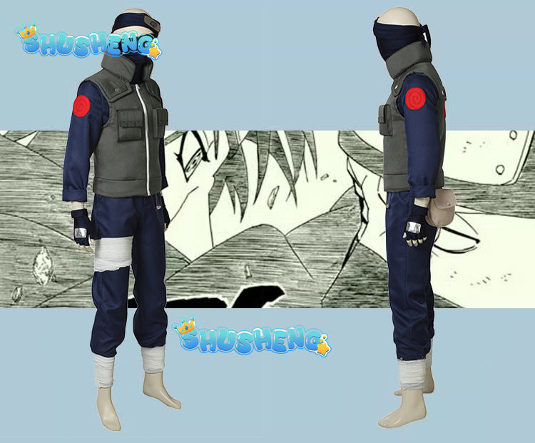 NARUTO Hatake Kakashi Cosplay Costumes Anime Show Uniform Ninja Clothing Halloween Costume Set For Men Vest Top Pants