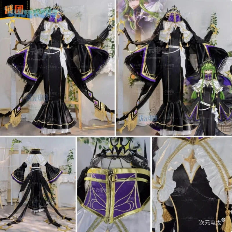 CODE GEASS Lelouch of the Rebellion C.C. Cosplay Witch Costume Halloween Gothic Dress Props Wig Women's Full Set New Uniform