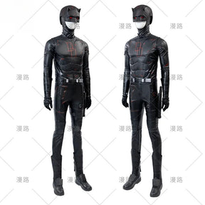 Superhero Matt Murdock Movie Daredevil 2 Cosplay Costume Halloween Men High Quality Leather Tight jumpsuit Gloves Props New Set