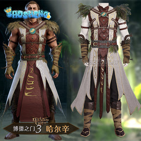 Halsin Cosplay Costume BG3 Halsin Battle Suit With Shoes Custom Made Male Halloween Carnival Party Outfit