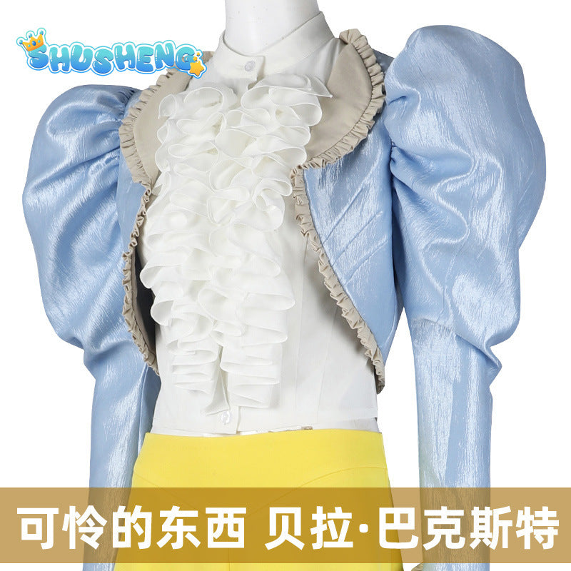 Bella Baxter Cosplay Costume Movie Poor Cos Thing Women Blue Coat Yellow Skirt Halloween Carnival Party Suit