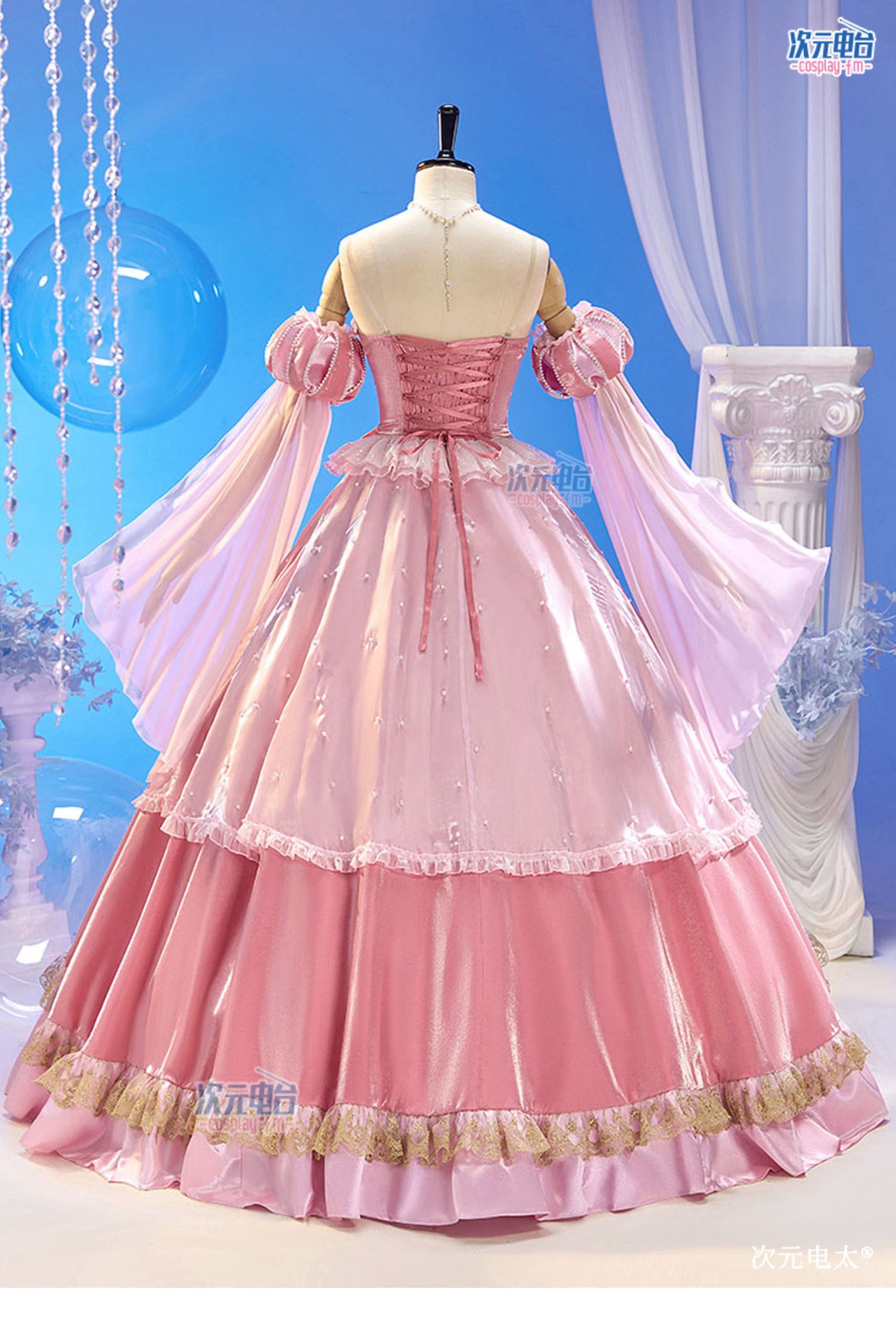 Shusheng-R Anime The Mermaid Princess Gorgeous Pink Lolita  Dress Cosplay Costume S-L