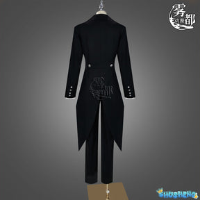 Black Butler Cosplay Japanese Anime Kuroshitsuji Sebastian Michaelis Cosplay Costume Unisex Uniforms 8 piece with Tattoo Sticker