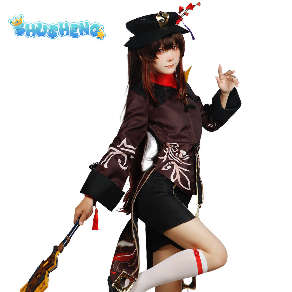 Game Genshin Impact Hutao Cosplay Costume Uniform Wig Cosplay Anime Game Hu Tao Chinese Style Halloween Costumes For Women Anime