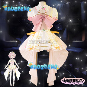 Cosplay Game VTuber Ace Taffy Cosplay Costume Wig YouTuber Ace Taffy Pink Dress Headwear Gloves Stockings Set Convention Event