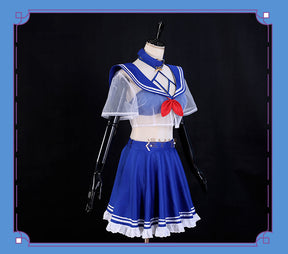 Anime Virtual YouTuber Shylily Lily Cosplay Costume Summer Day Swimwear Bikini Woman Sexy Kawaii Sand Party Sailor Suit