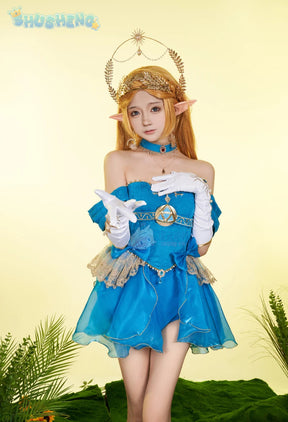Zelda Cosplay Costume Halloween party wig Elf ears Accessories gorgeous cute Lolita dress Zelda princess Woman set