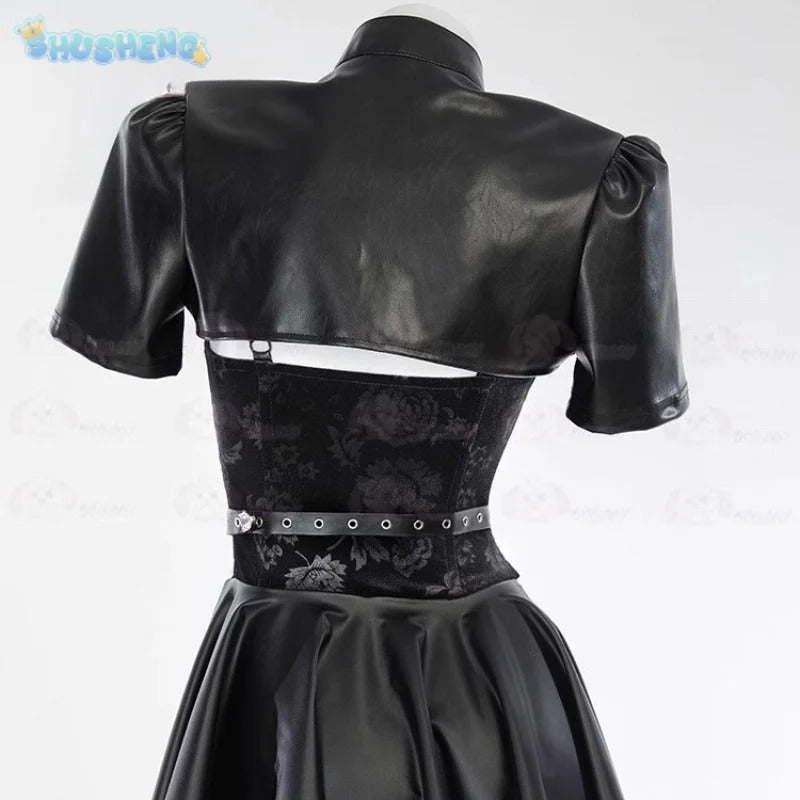 Witcher 3 Wild Hunt Cosplay Yennefer of Vengerberg Costume party Women sexy black leather lace dress jacket gloves socks set