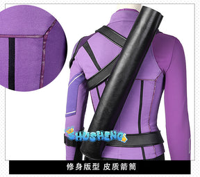 Female Hawkeye Kate Bishop Cosplay Costume with Quiver Hawkeye Super Powered Hero Outfit for Halloweewn Carnival Party