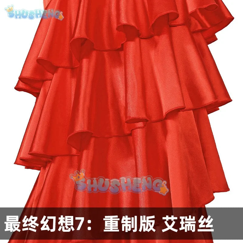 Aerith Gainsborough Cosplay Fantasy Sexy Red Dress Anime Game Final Fantasy VII Costume Disguise Adult Women Roleplay Outfits