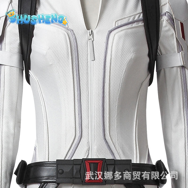 Superheroine Widow Cosplay Natasha Romanoff Costume White Battle Suit Women Outfit for Halloween Carnival Party Any Size