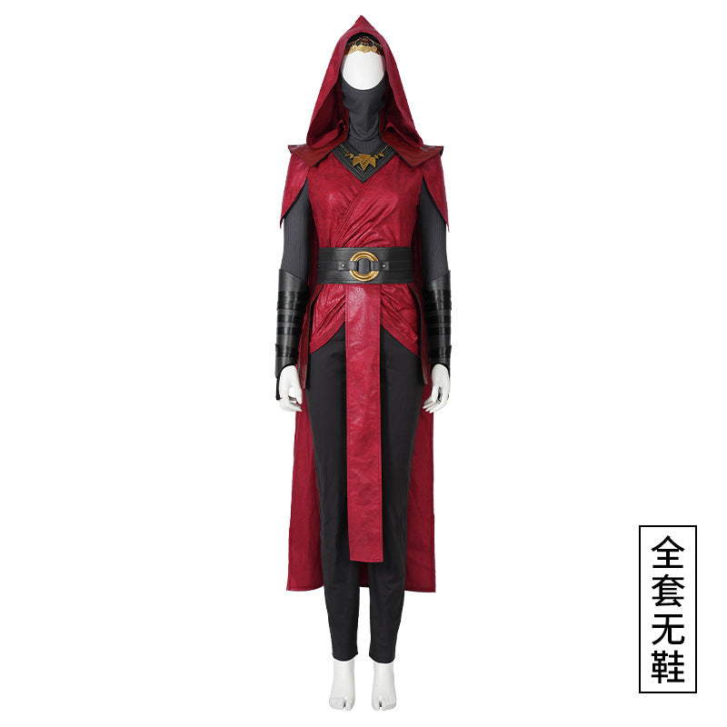 High Quality Halloween Carnival Dark Witch Red Women Outfit Nightsister Merrin Cosplay Costume With Accessories