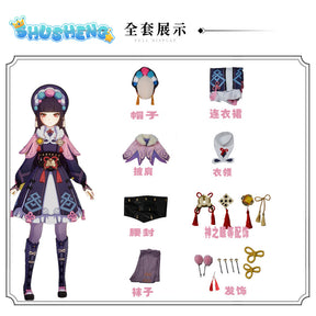 Anime Genshin Impact Yun Jin Cosplay Costume Full Set Cosplay Uniform Lolita Dress with Hat Wig Halloween Accessory Costumes