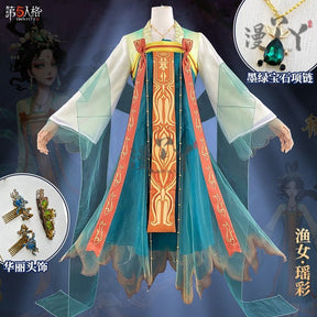 Identity Ⅴ Cosplay Grace Naiad Yao Cai Costume Halloween Carnival Chinese Style Gorgeous Hanfu Dress Props and Accessories Set