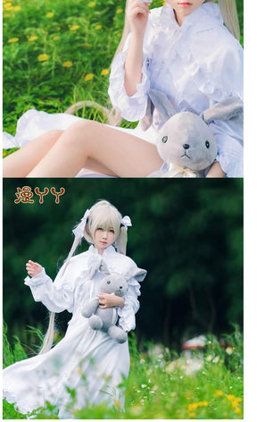 Kasugano Sora Cosplay Costume White Princess Lolita Dress Court Style Retro Elegant Women's Dress Anime Outfits Wig Prop Suits